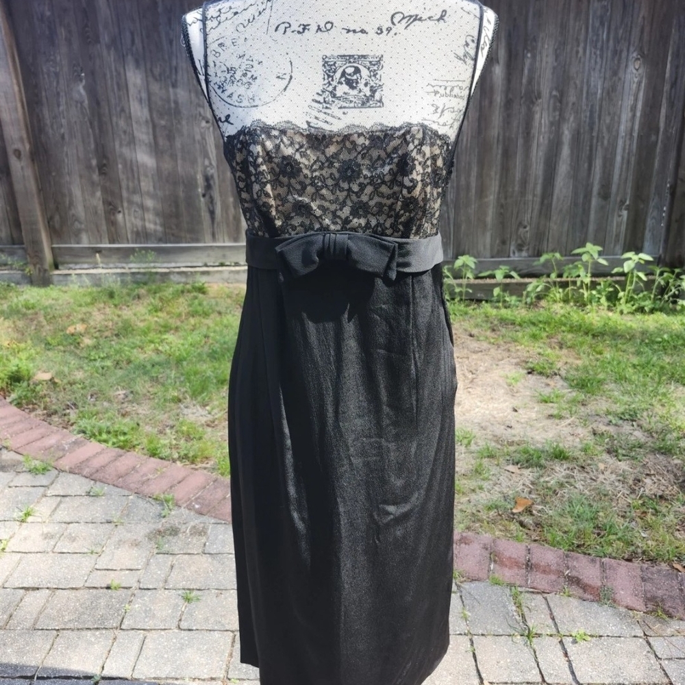 Vintage 60s Black Mesh And Lace Dress With